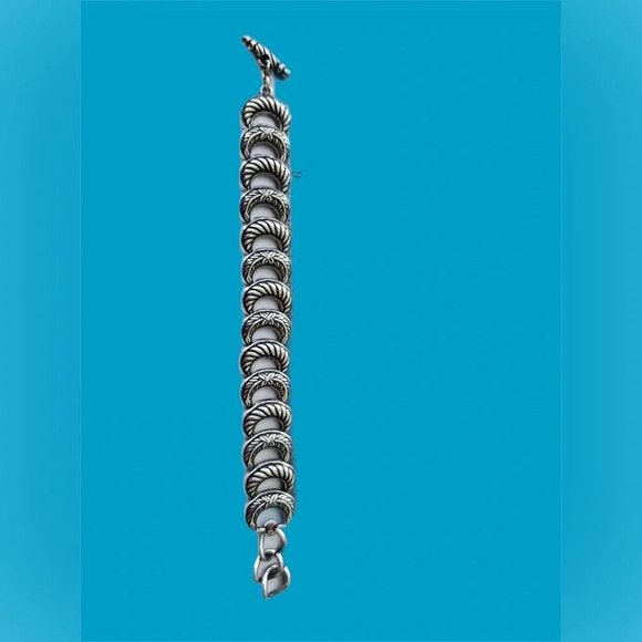 Brighton Wide Link Bracelet, Vintage Silver Brighton Etched Link Bracelet - Picture 4 of 6